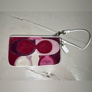 Y2K Suede Multicolor Coach Wristlet In‎ Pink
